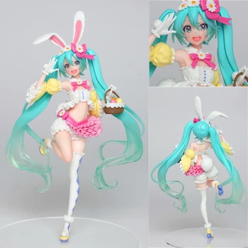 

19CM Hatsune Miku Anime Figure Miku Action Figure Spring Clothes Rabbit Ear Ver Cute Girl Dolls with Box F308