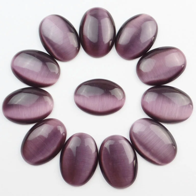 

Free Shipping YUTENG 12Pcs Dark Purple Cat Eye Gem Oval CAB CABOCHON 25x18x7mm SHX182