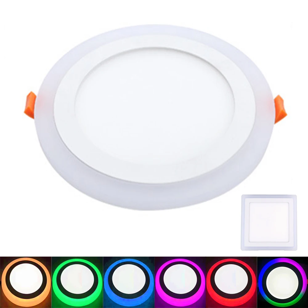 

5pcs/lot LED Downlight Ultra Thin LED Panel Round/Square Double Colors Recessed Ceiling Lights Driver included Dining room lamp