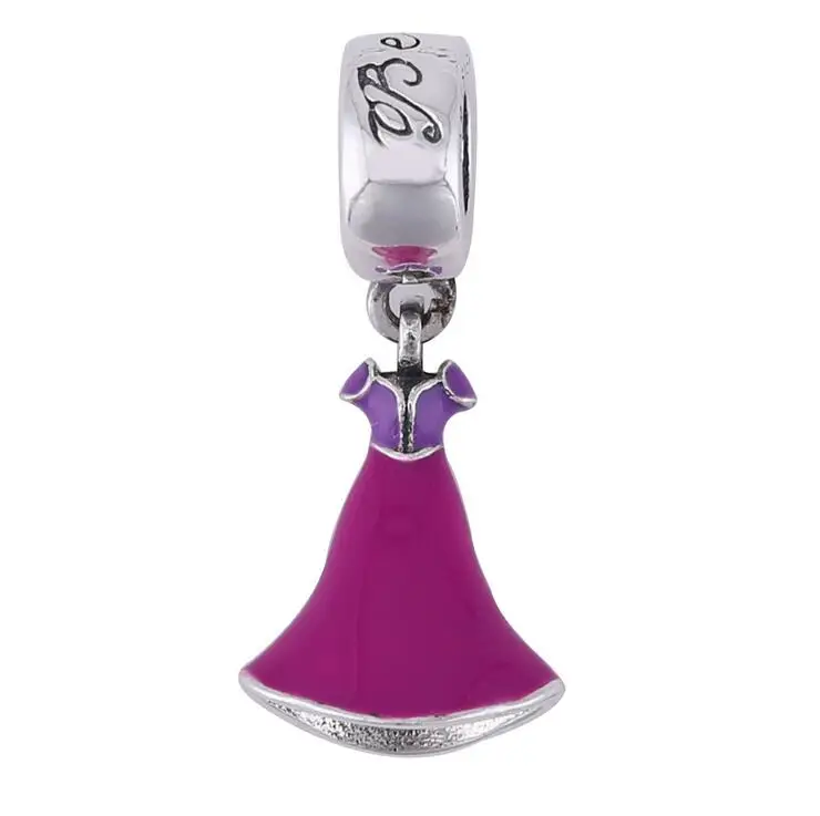 

Fits Pandora Charm Bracelets DIY Jewelry Making New Enamel sweet purple princess skirt 925 Sterling Silver Dangle Beads