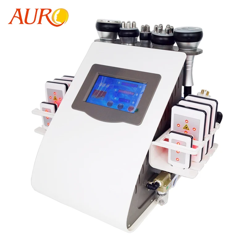 

2019 AURO Beauty 6 in 1 Vacuum Ultrasonic Cavitation Liposuction Machine Weight Loss Radio Frequency RF Slim Beauty Machine Free