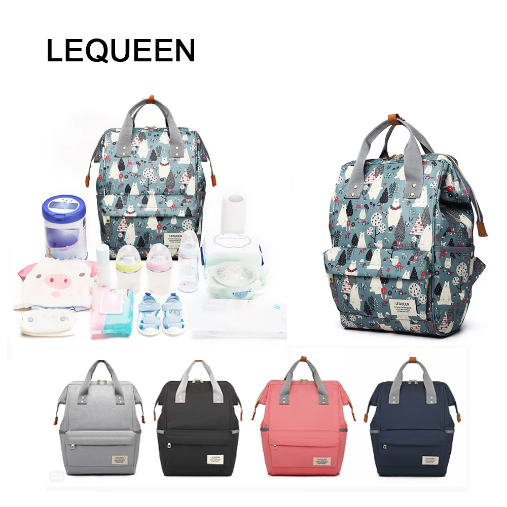 LEQUEEN الأزياء مومياء الأمومة الحفاض حقيبة قدرة كبيرة الحفاض حقيبة حقيبة السفر التمريض حقيبة للطفل الرعاية المرأة حقيبة