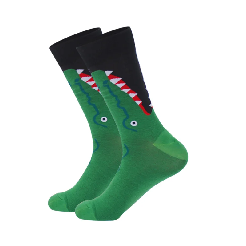 LIONZONE,, уличная одежда, мужские носки, смешной дизайн, смешной цвет, чёсаный хлопок, счастливые мужские носки, Модный свадебный подарок - Цвет: Crocodile