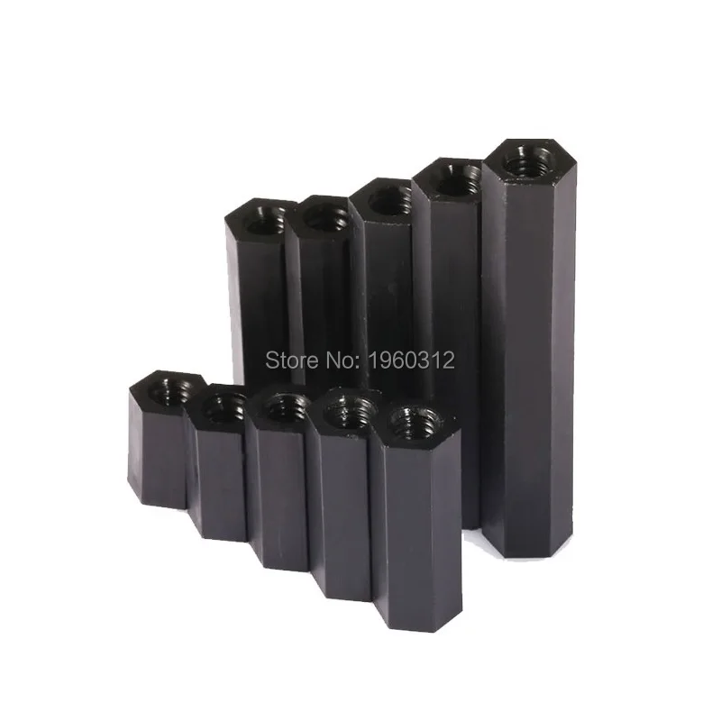 

20pcs 50Pcs M2 M2.5 M3 M4 Hex Black or White Nylon Standoff Spacer Female Column Flat Head Double Pass Plastic Spacing Screws