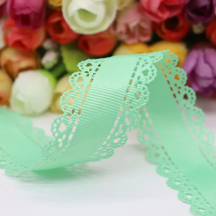 10 Yards Hollow Lace Grosgrain Ribbon Peach Heart Ribbon 30MM For Hair Bows DIY Crafts Handmade Accessories M19042702 ribbon decoration ribbon supplies grosgrain ribbon lace trim ribbon