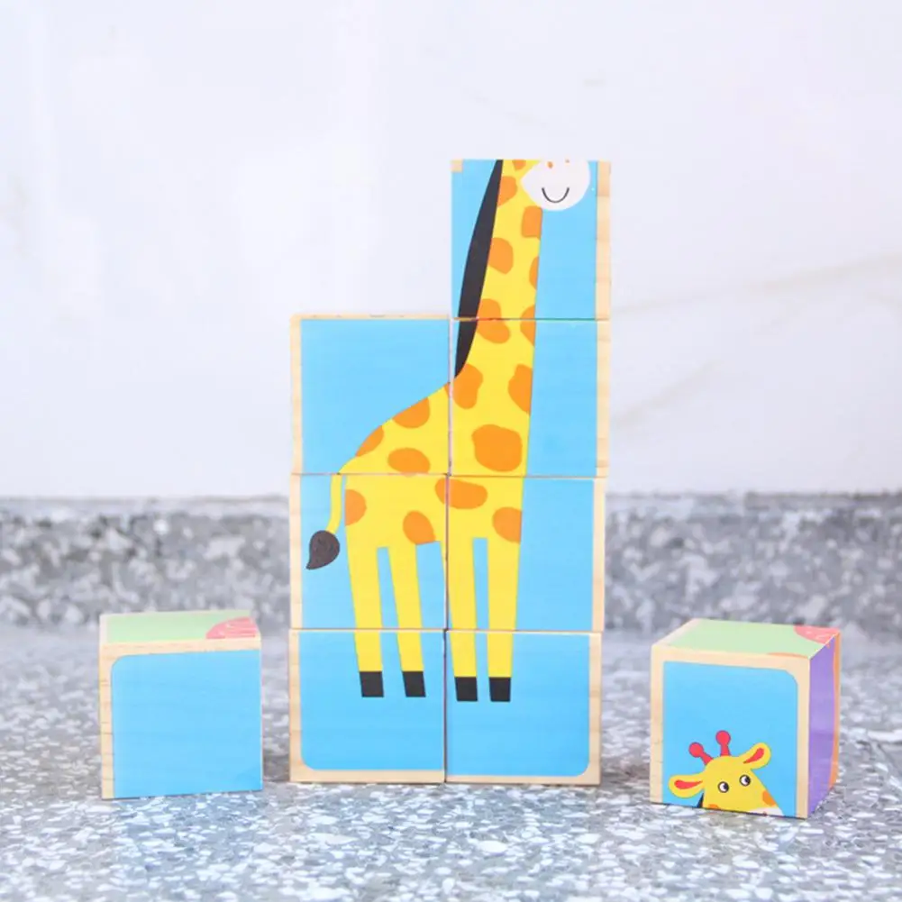 HobbyLane 9 шт Деревянные 3D Мультяшные блоки для детей, детские Ранние развивающие игрушки, инструмент для развития мозга, подарки для детей от 2 до 6 лет