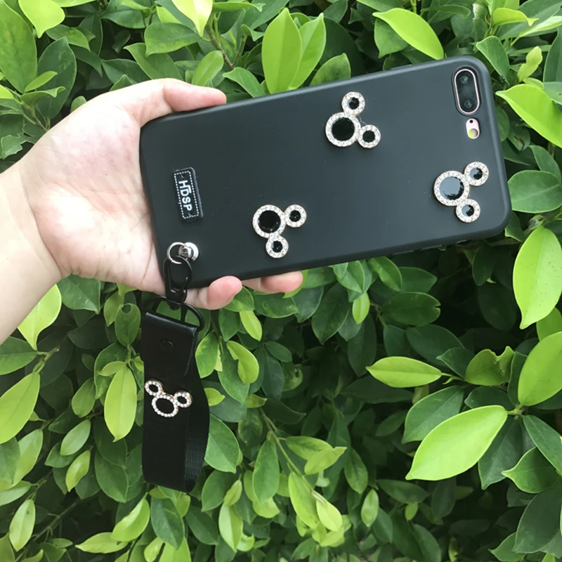 Aoweziic Tide brand rhinestones Wrist with For iPhone X XR XS MAX mobile phone shell 6S protective sleeve 8p soft silicone 7Plus