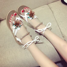 Bigsweety Moda Boemia Sapatos Chinelos Mulher Verão Gladiador Sandálias Mulheres Romanas Florais Sandálias De Plataforma de Tiras