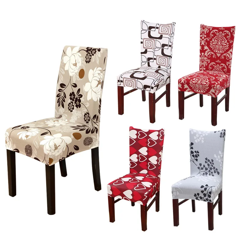 

Universal Chair Cover Printing Elastic Stretch Kitchen Dining Seat Chair Cover for Wedding Dining Room Office Removable&Washable