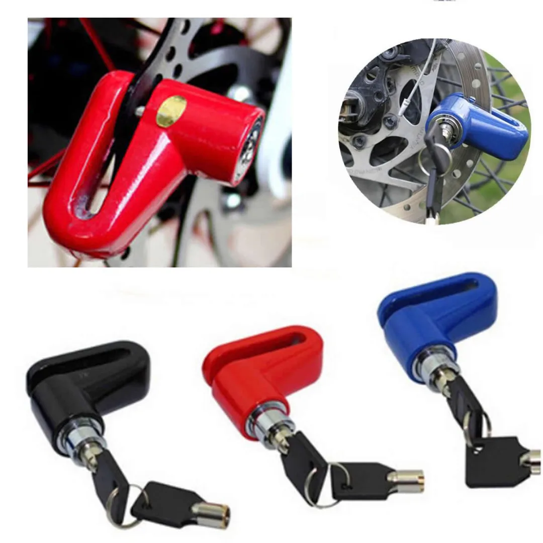 Bicycle Lock Anti theft Cycling Lock Heavy Duty Motorbike Security Brake Scooter Disc Lock Padlock With 2 Keys Random Color