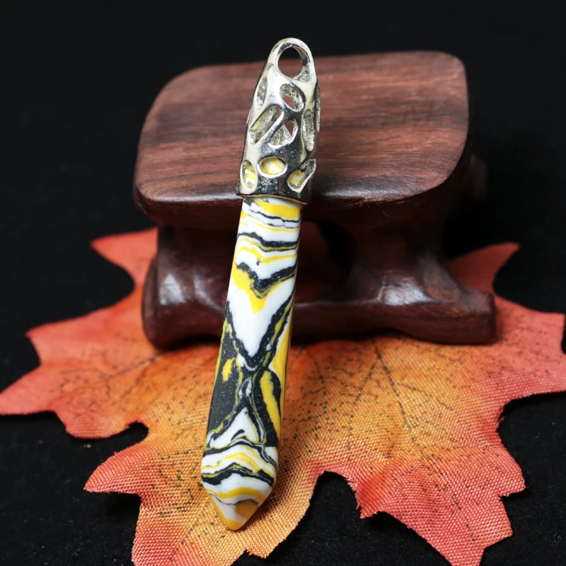 1pcs black yellow flower color Bullet Shape Natural Stone Real glass Necklaces Crystal Quartz Pendant Necklace For Female | Украшения и