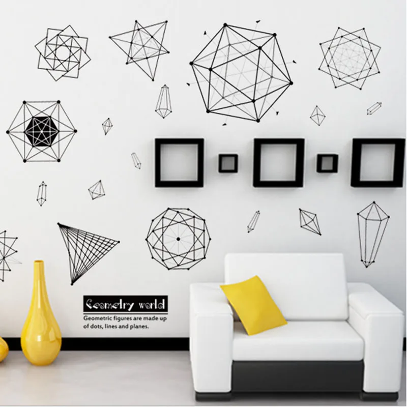

Wall Sticker Geometry Pattern Art Removable Background Decoration For Classroom Bedroom 669