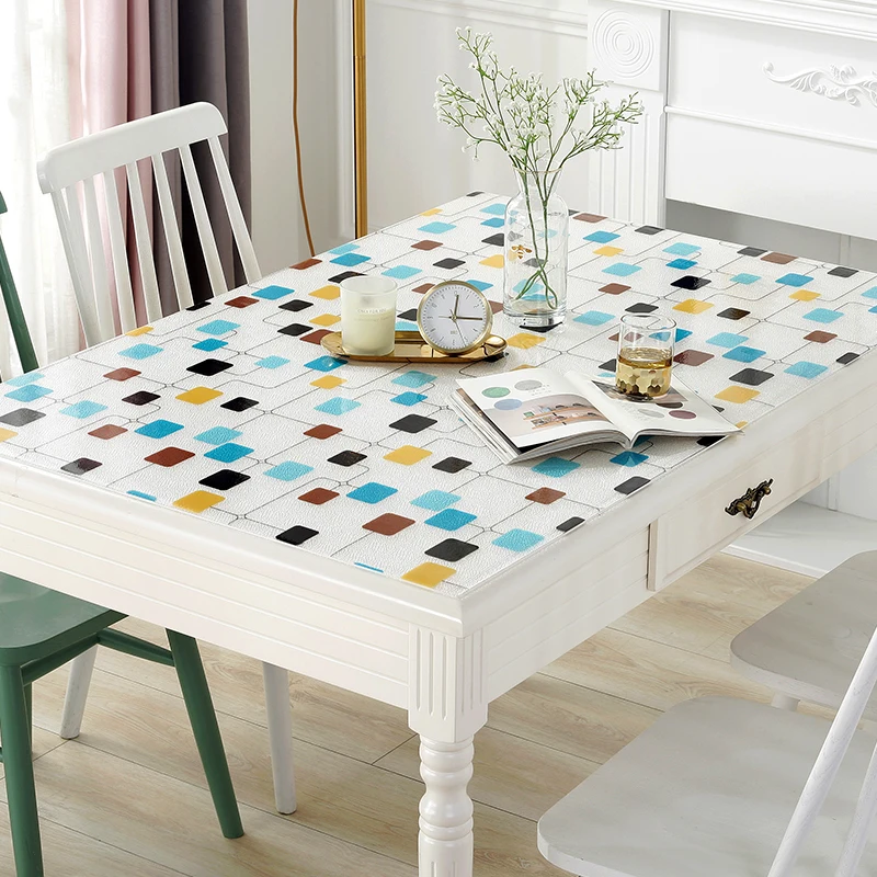  upgraded pvc table covers soft glass crystal board placemats pad waterproof tablecloth with kitchen