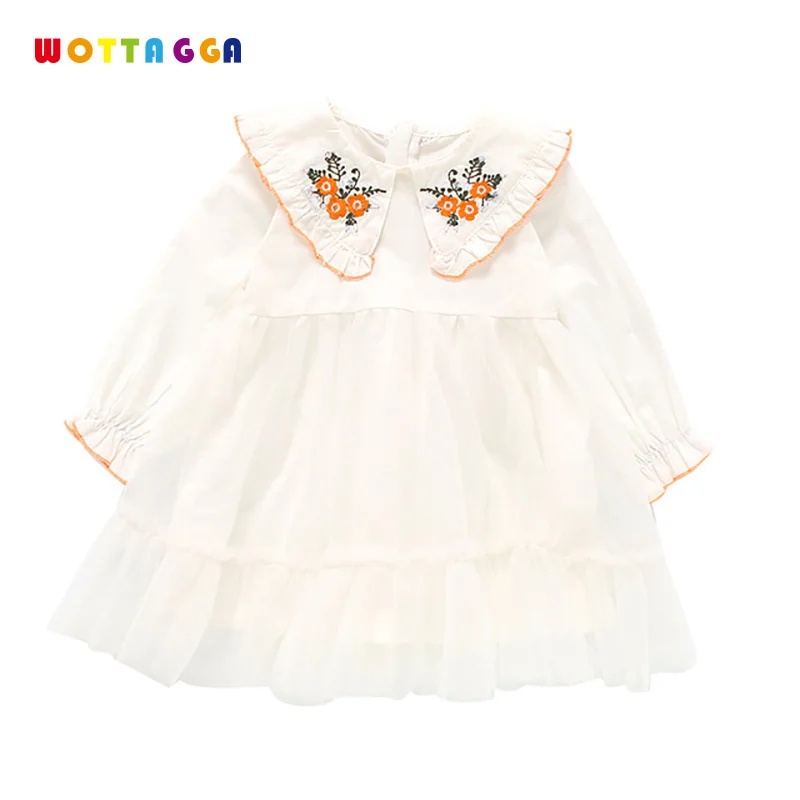

WOTTAGGA 2019 Toddler Kids Baby Girls Summer White Dresses Long Sleeve Party Costume Girl Dancing Frocks Lace Tutu Layered Dress