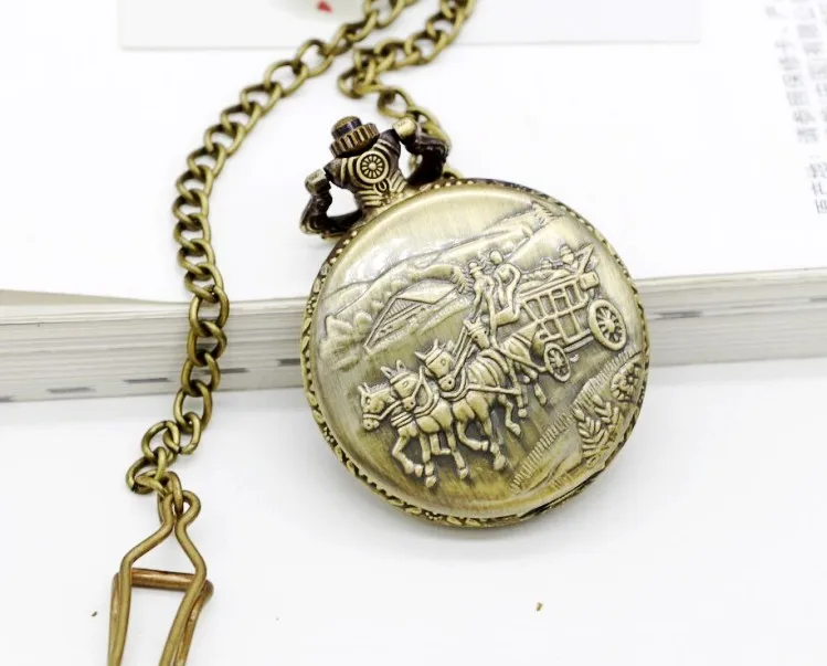 Мода Бронзовый в Европе лошадь кварцевые карманные часы Analog подвеска Цепочки и ожерелья мужские женские подарок y4889
