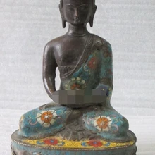 Xd 002360 vintage Тибетский бронзовый Перегородчатые синий Будда Шакьямуни советником Просвещения