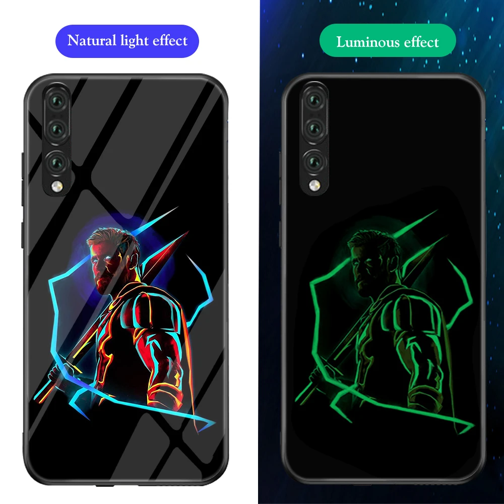 Ciciber чехол для телефона Funda Coque для huawei P30 P20 Lite Marvel Мстители Железный человек светящаяся стеклянная крышка для huawei P30 P20 Pro Capa