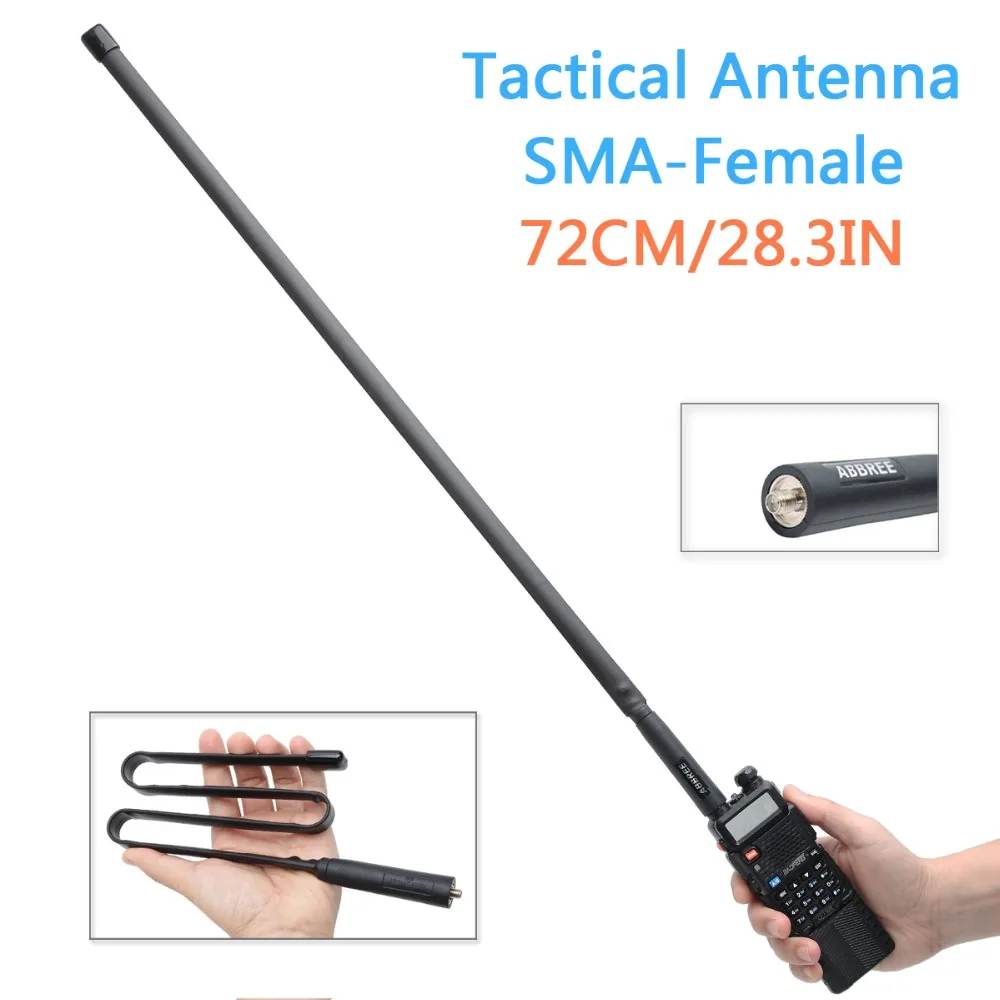 

ABBREE 72CM/28.3IN Foldable Army CS Tactical SMA-Female VHF UHF Dual Band Antenna For Walkie Talkie Baofeng UV-82 UV-5R BF-888S