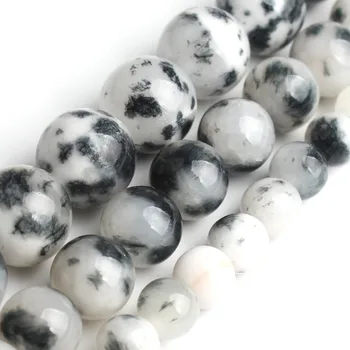 

Black White Natural Jade Gemstone Beads For Jewelry Making Bracelet Necklace Round Loose DIY Beads 6/8/10mm 15 inches Wholesale