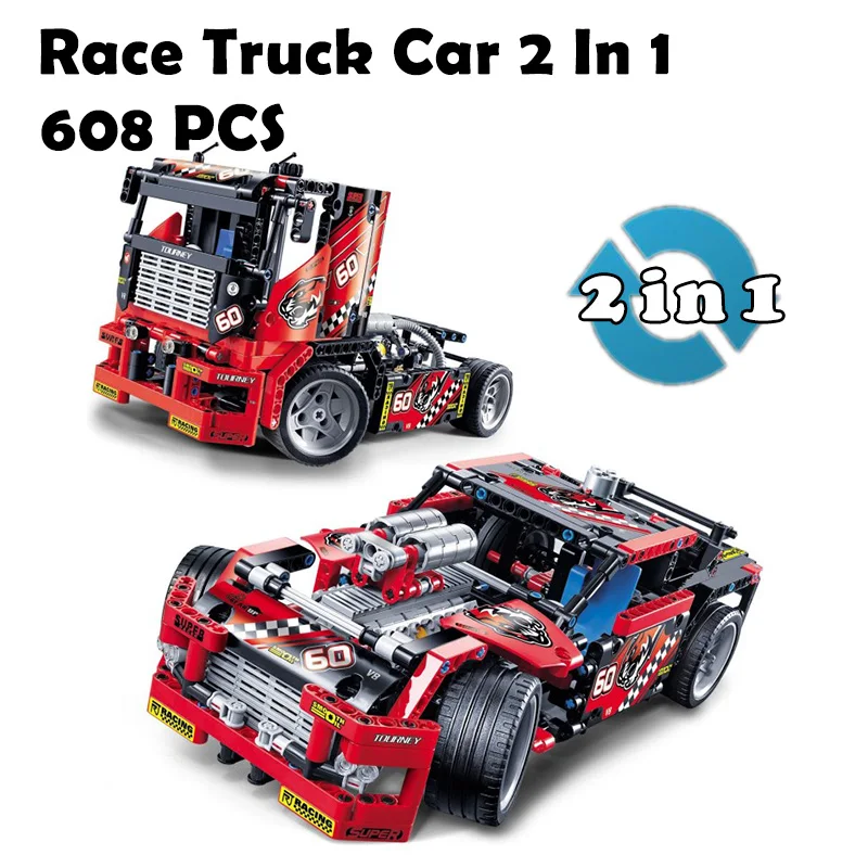3360 608pcs Race Truck Car 2 In 1 font b Model b font font b Building