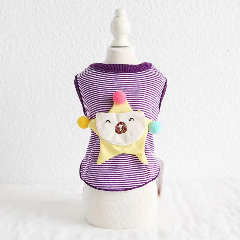 Kawaii Весна Лето кружево прекрасный кот одежда для собак одежда Чихуахуа Йорк Bomei модное платье 19SS04 - Цвет: Фиолетовый