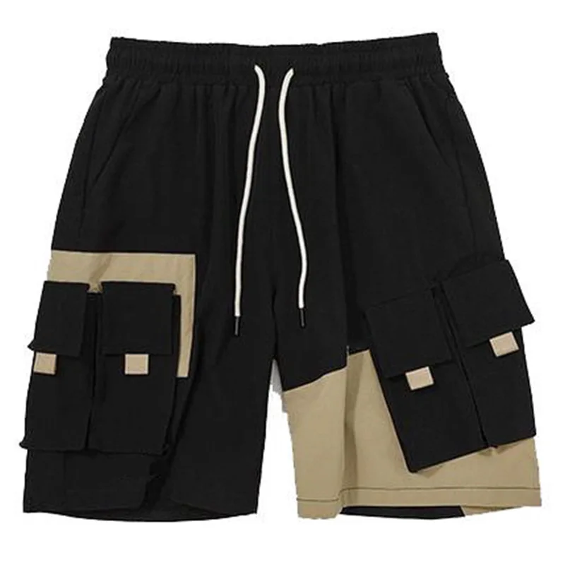 

Cargo Shorts Mens Casual Elastic Waist Military Short Sweatpants Casual Multi Pockets Patchwork Shorts Hip Hop Streetwear ,GA327