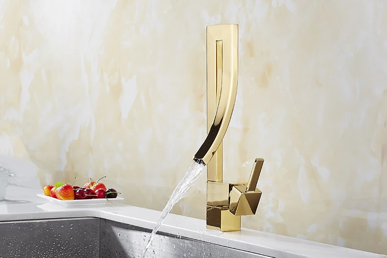 Смесители для кухни хромированный латунный квадратный Высокий кран для раковины ванной комнаты с одной ручкой на бортике смеситель горячей и холодной воды водопроводной кран XT-190