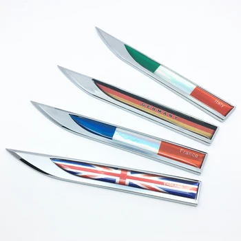 

FTDF 2Pcs car styling Flag shaped fender side metal blade car stickers Badge Emblem Decal Italy/Germany/France/England Flag