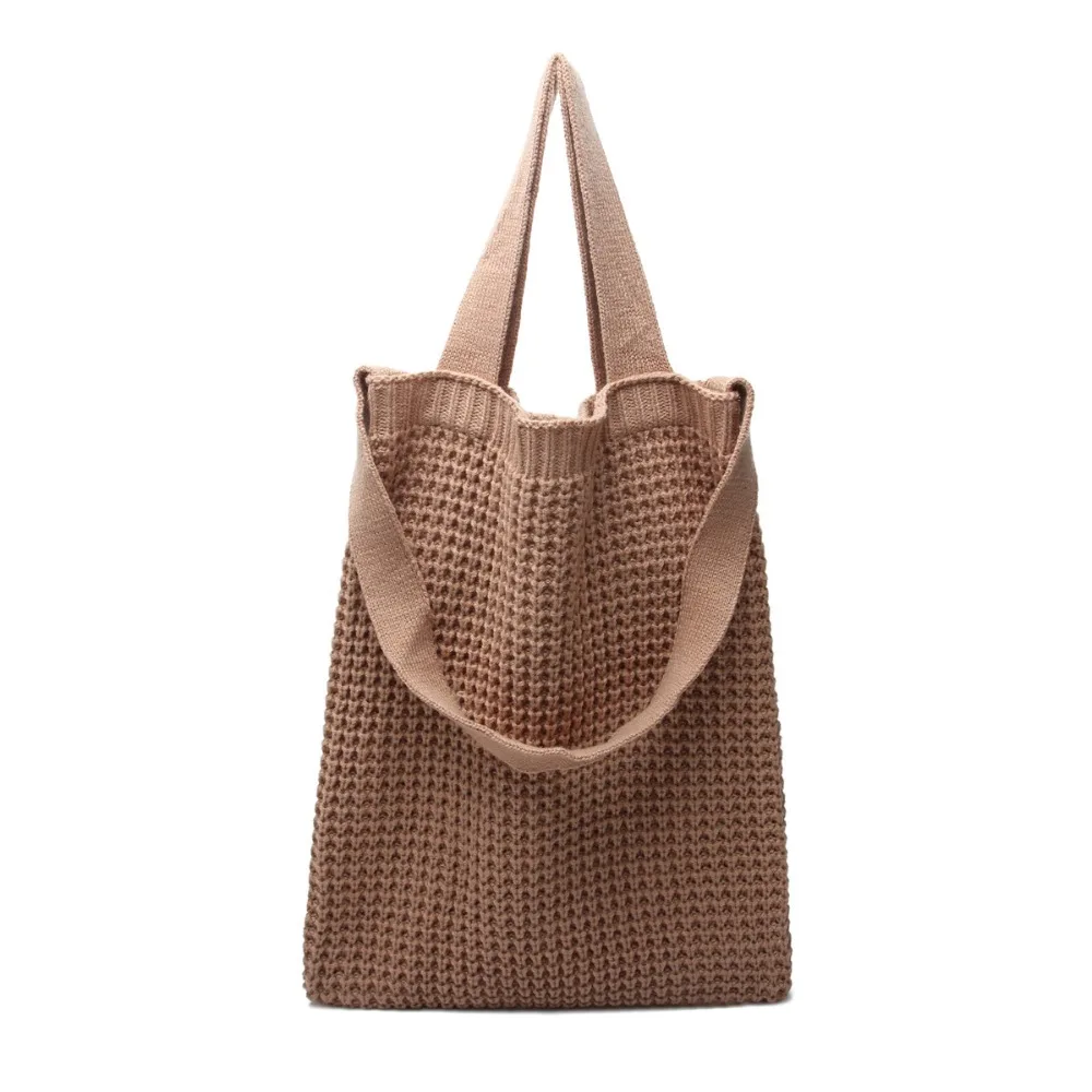 

Wool knitted Bags For Women 2019 Casual Tote Women's Handbag Shoulder Handbags Brand Large Capacity with purse travel shopping
