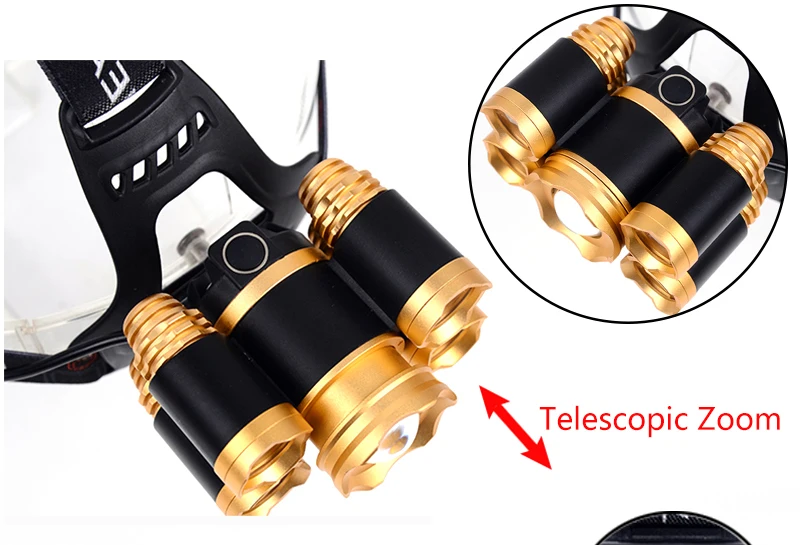 Pocketman Высокая мощность 5 светодио дный фары XML T6 + 4 * XPE flashlightlamp лагерь Поход аварийного свет Рыбалка открытый оборудования