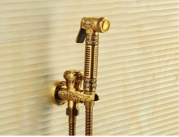 

Antique Brass Bathroom Toilet Hand Held Bidet Shattaf Cloth Diaper Sprayer shower head set with holder hose