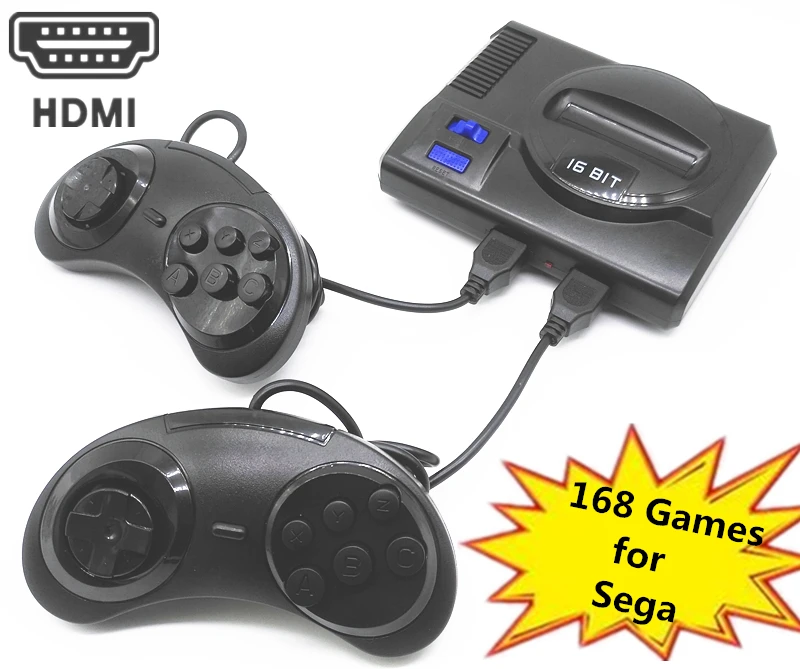 Новинка HDMI Ретро Мини ТВ Видео игровая консоль для 16 битных игр Sega MegaDrive с 168 различными встроенными играми два геймпада