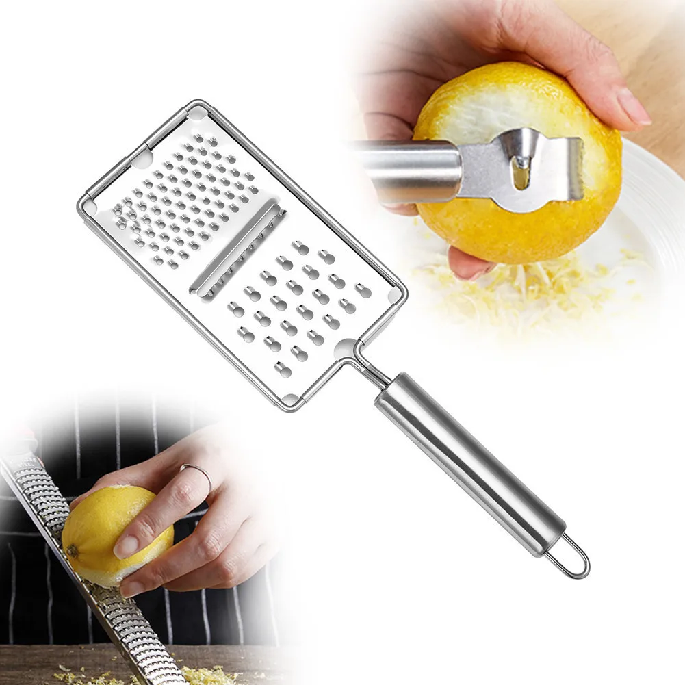 Stainless Steel Lemon Zester Cheese Spice Grater Bonus Brush Nutmeg