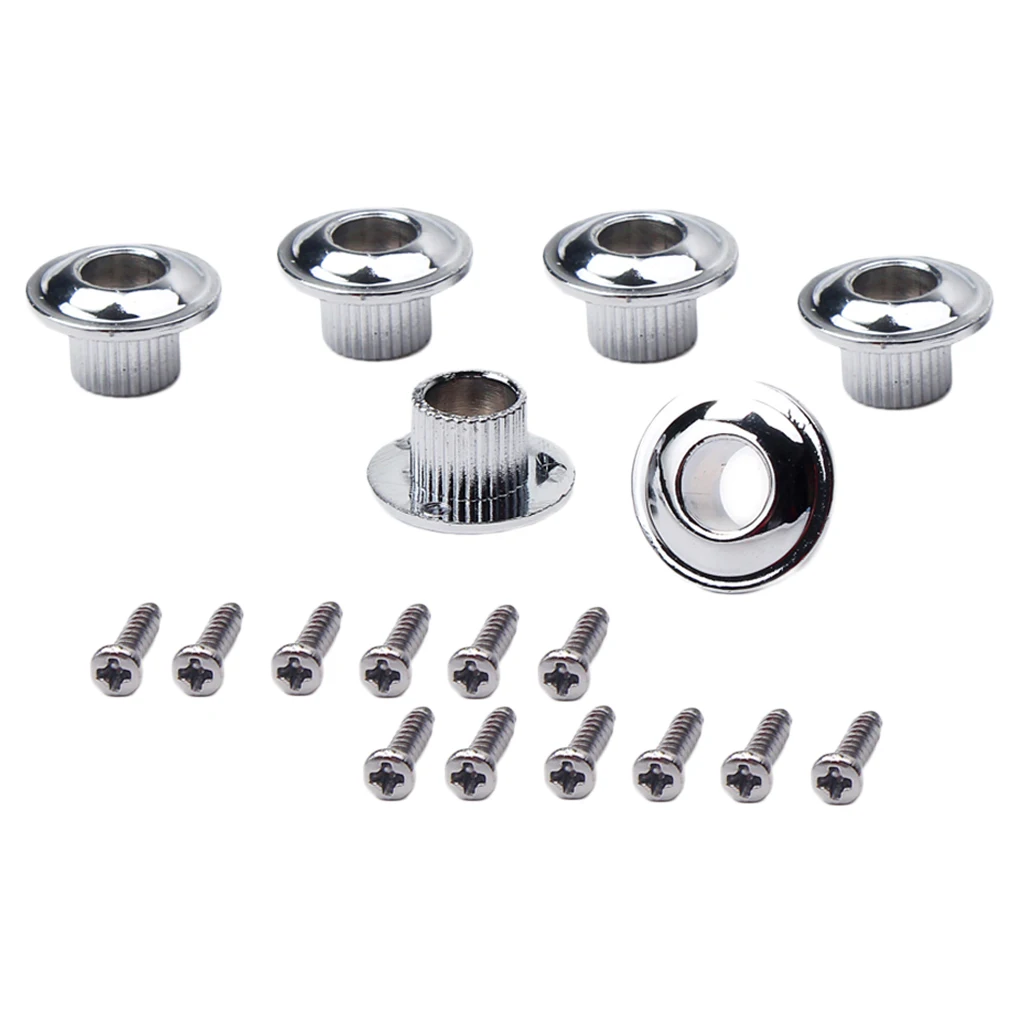 6Pcs Opened Semiclosed Vintage Guitar Tuning Pegs Tuner Machine Heads Conversion Bushings Adapter Ferrules Chrome