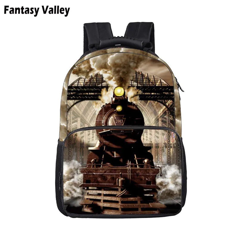 / Steam Train Printing Backpack For Teenage Boys Girls