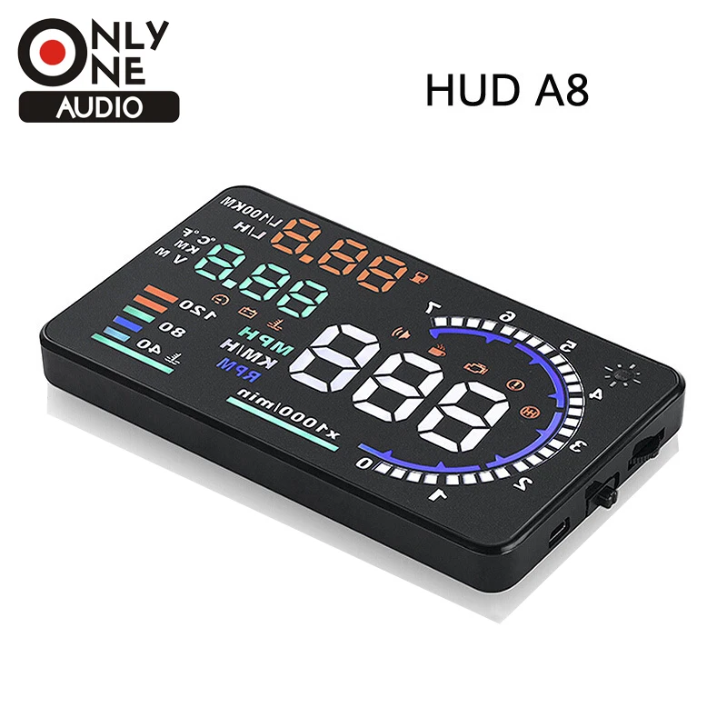 

5.5" A8 Car HUD Head Up Display Projector Digital Light Self-adaptive Speeding Warning Fuel OBD II and EOBD Speed meters