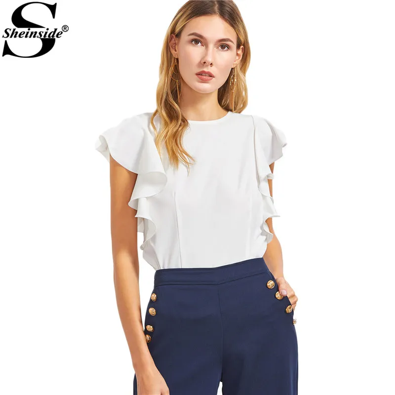 Белая блузка шеин. Блузка с рюшами. Волан под пиджак. Кофта с воланами. Зеленая блузка.