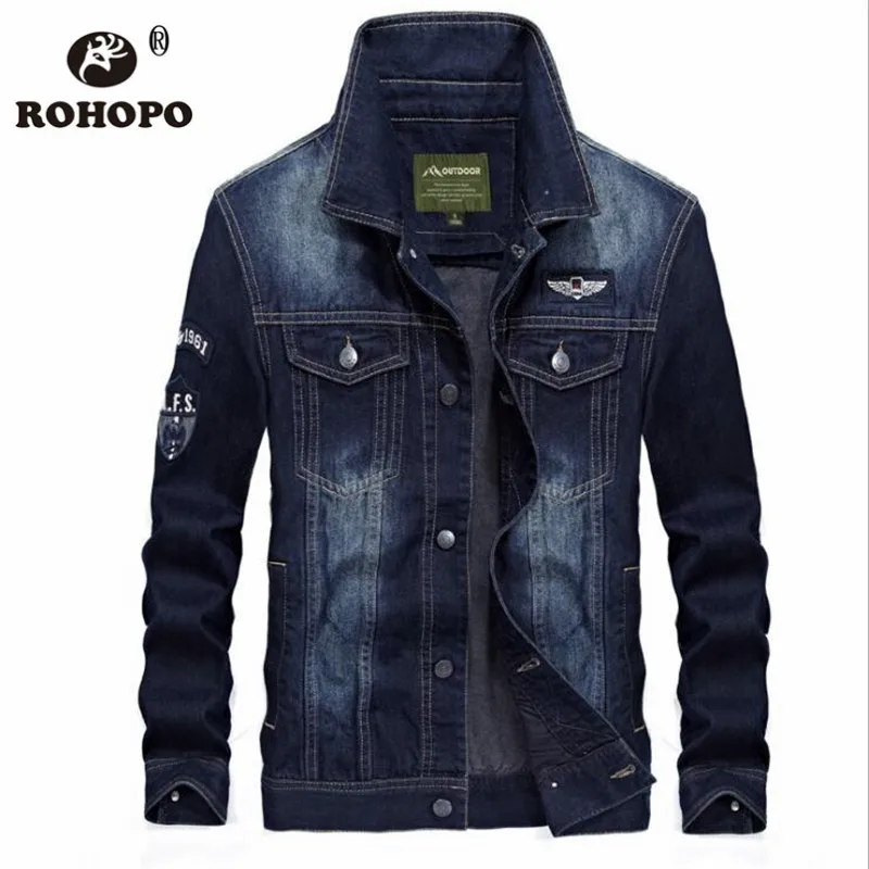 Vintage Retro Denim Jacket Coat Sky Blue Street Wear Pockets Cargo Outwear Autumn Winter Cotton Male Korean Man Fashion Jacket