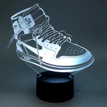 Креативный цветной USB детский ночник 3D светодиодный спортивная обувь для спальни, офиса, домашнего декора, настольная лампа, спортивный подарок для фанатов