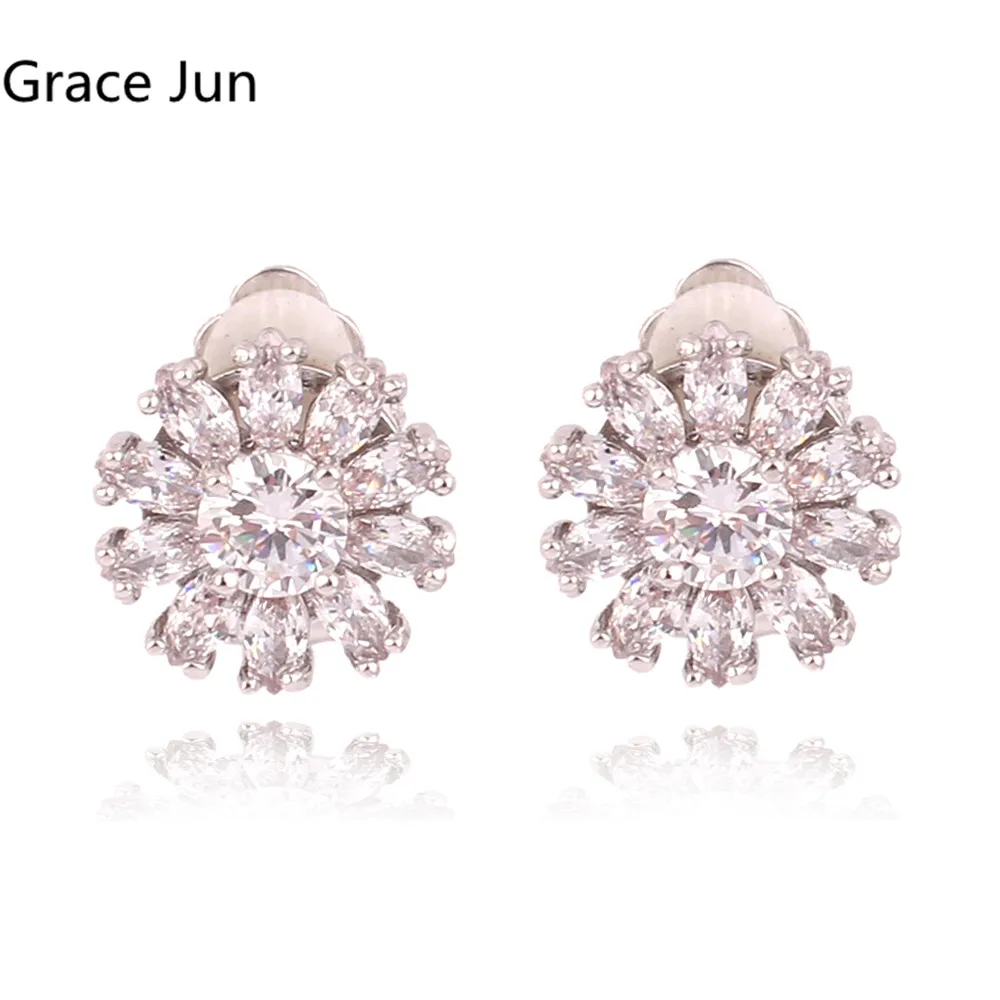 Бренд Grace Jun новый дизайн Клипсы Серьги для вечеринки свадьбы Роскошные модные AAA