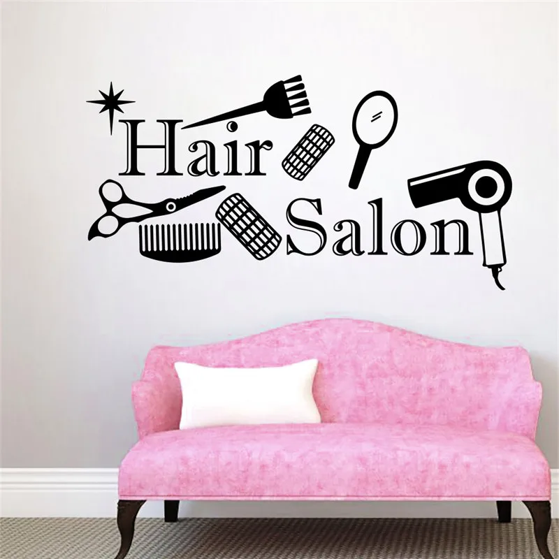 Wall Vinyl Decals Scissors Comb Decal Beauty Hair Salon Window Sticker