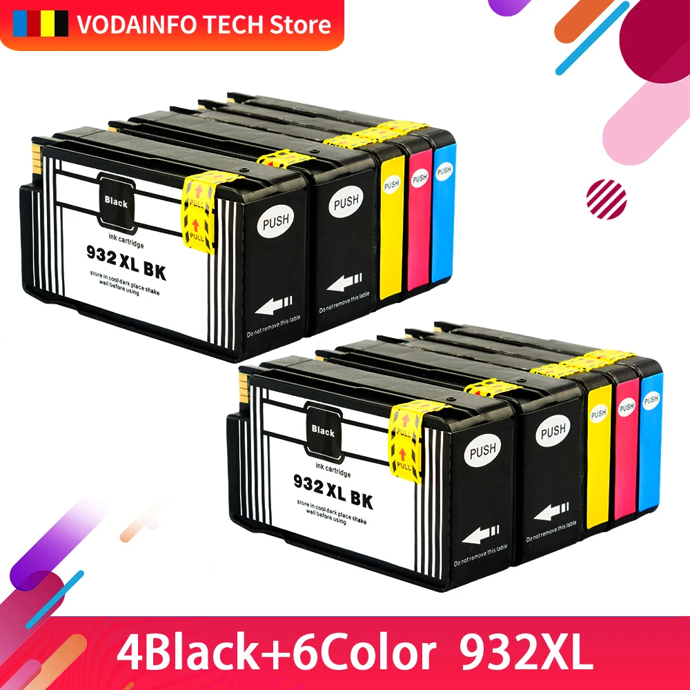 

QSYRAINBOW 932XL ink Cartridges Replacement for HP932 HP933 HP 932 933 Ink Cartridge for Officejet 6100 6600 6700 7110 7612