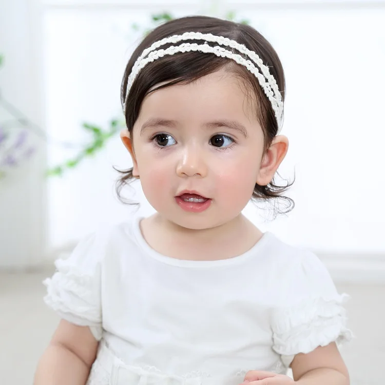 Baby Girl Headband Pearl Lace Flower Hair Band Child Retro Elastic Hair Accessories Kid Adjustable Tieback Headwear Photo Props accessoriesdiy baby 