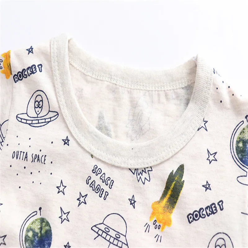 Jumping baby/брендовые летние футболки для маленьких мальчиков, хлопковая детская одежда, Лидер продаж, топы для малышей, футболки для мальчиков