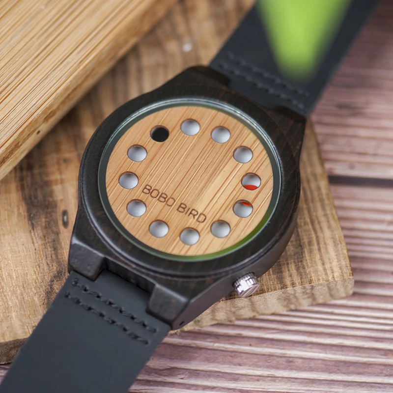 BOBO BIRD Ebony Men Watches Wood L-B17 Japanese Movement Quartz Custom Logo Uomo Orologio