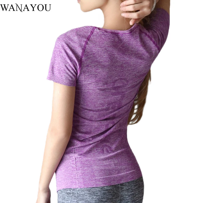 Wanayou Для женщин профессиональный футболка спортивный костюм толстовка быстросохнущая Бег Йога Фитнес упражнения футболка с короткими рукавами