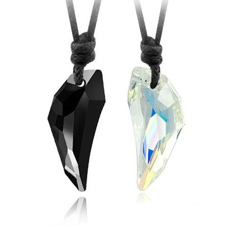 Fashion Wolf Tooth Austria Big Crystal With Element Wolf Tooth Pendant Necklace For Men Necklace