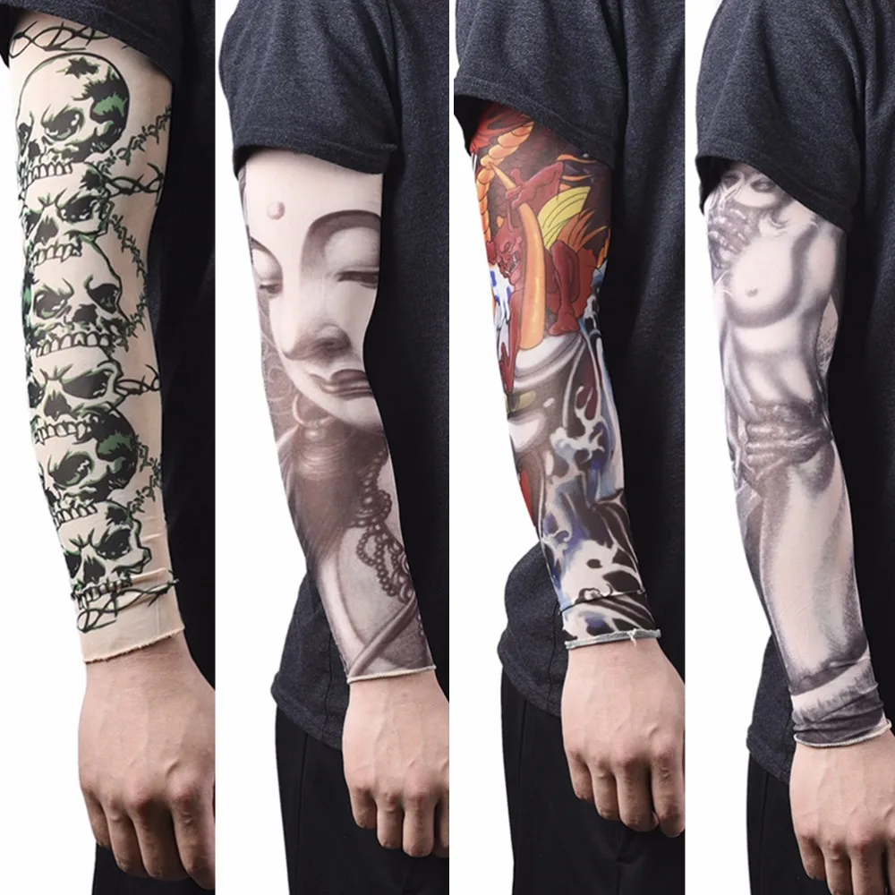 

2019 Arm Sleeves Sunscreen Elastic Nylon Tattoo Sleeve 1 pc Arm Sleeve Sun Protection Breathable Tattoo Cuff Cycling Oversleeves