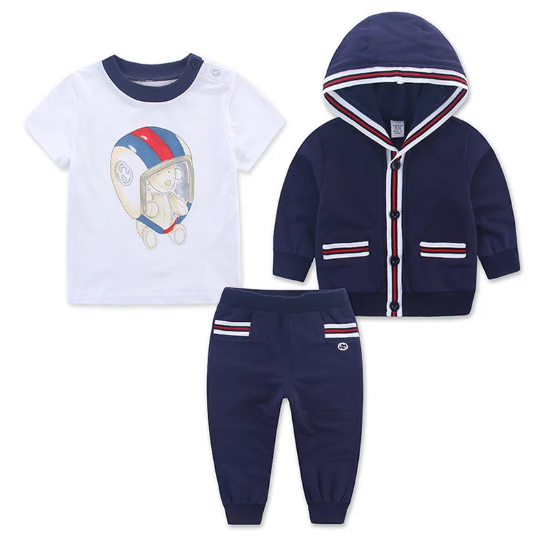 

Newest Fashion Child Boys Wear Boutique Outfit Sets Spring Autumn Hoodie Sweater + Long Sleeve Tee + Pant Kids 3pc Sweatsuit Set
