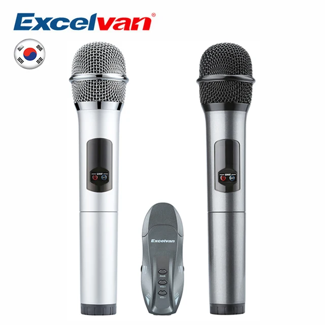 

Excelvan K18U Professional Bluetooth 2 Handheld Microphone UHF Wireless Light weight with Receptor Various Frequency 10 Channel